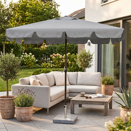 Parasol ogrodowy 240 cm duży składany z korbką na balkon, taras jasnoszary