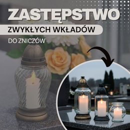 Świeczka elektryczna LED 13,5 cm ruchomy płomień wkład do znicza na baterie