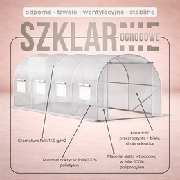 Szklarnia ogrodowa foliowa UV4 140g/m2 4x2,5x2 m tunel na warzywa zioła foliak warzywniak