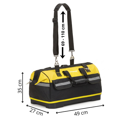 Torba warsztatowa 49x27x35 cm monterska organizer na narzędzia 45L żółto-czarna