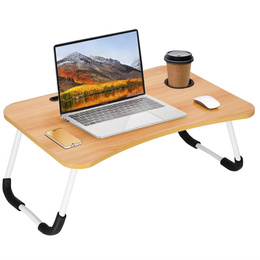 Stolik pod laptopa 60x40 cm, składana podstawka na komputer brązowa