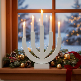 Świecznik adwentowy Led z 5 świecami bożonarodzeniowy świąteczny na baterie biały