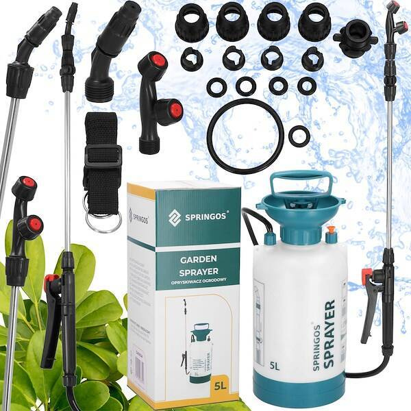 Opryskiwacz ciśnieniowy do roślin, spryskiwacz ogrodowy ręczny 5l