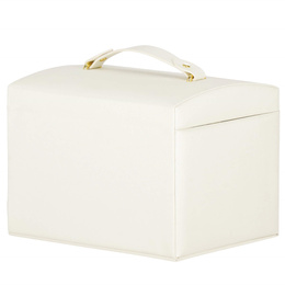 Szkatułka na biżuterię ekoskóra 17,5x12x13,5 cm kremowy organizer z przegródkami