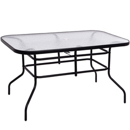 Meble ogrodowe na taras krzesła metalowe 6 szt. stół prostokątny 120 x 70 cm czarno-brązowy