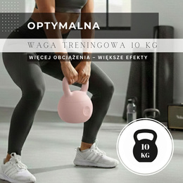 Kettlebell 10 kg odważnik, hantla do ćwiczeń ABS kula do treningu siłowego, różowa