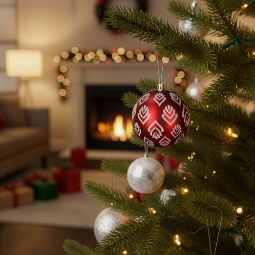 Bombki choinkowe 11 cm 12 szt. zestaw ozdoby świąteczne zdobione czerwone białe