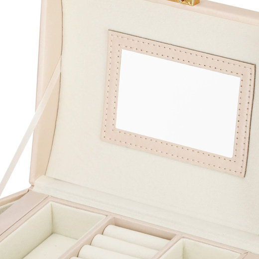 Szkatułka na biżuterię ekoskóra 17,5x12x13,5 cm jasny różowy organizer z przegródkami