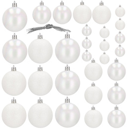 Bombki choinkowe 30 szt. ozdoby świąteczne biały