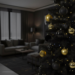 Choinka sztuczna, jodła 150 cm nowoczesne drzewko świąteczne czarne