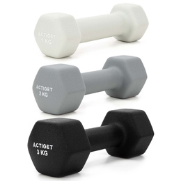 Hantle na stojaku zestaw 6 szt. obciążenia 1 kg, 2 kg, 3 kg do fitnessu, treningu domowego