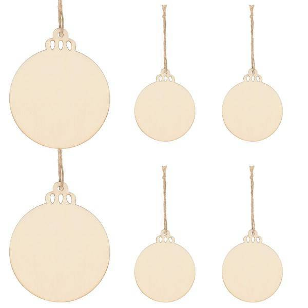 Zawieszka choinkowa 7cm drewniana, ozdoby świąteczne bombki zestaw 6 szt.