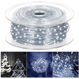 Lampki choinkowe na szpuli 1000 LED druciki biały zimny wewnętrzno-zewnętrzne