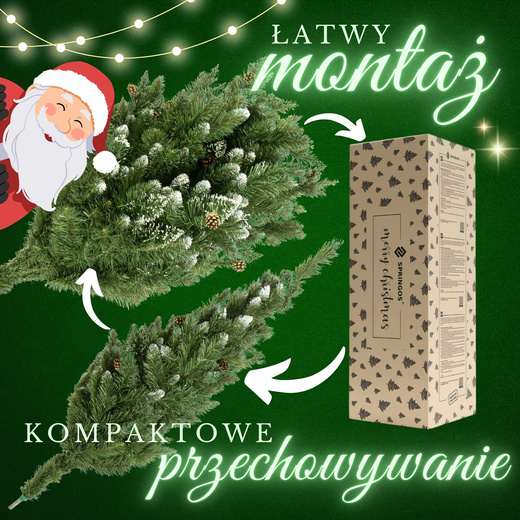 Choinka sztuczna 200 cm sosna diamentowa ośnieżona z szyszkami