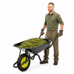 Taczka ogrodowa 120 L stal ocynkowana 143 x 66 x 52 cm opona pneumatyczna 