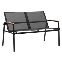 Meble ogrodowe, zestaw dla 4 osób sofa, krzesła, stolik metalowe, czarne