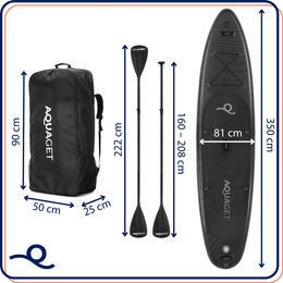 Deska pompowana do pływania SUP 350 cm paddleboard komplet z wiosłem i wyposażeniem