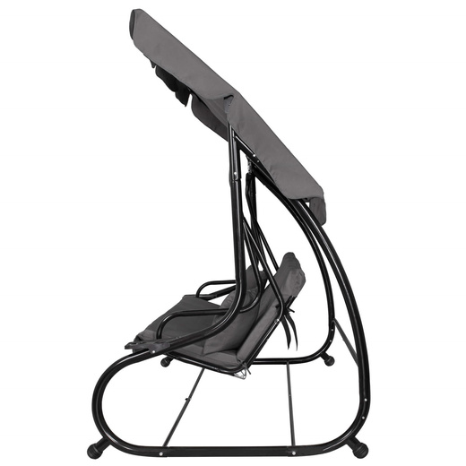 Huśtawka ogrodowa linda 4 osobowa 300 kg stalowa z regulowanym daszkiem szara