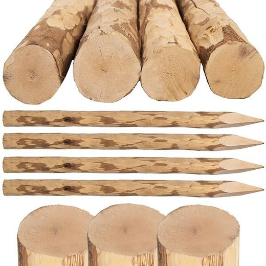 Drewniany słupek ogrodzeniowy, kołek leszczynowy 150 cm podpora do roślin ogrodowych, brązowy