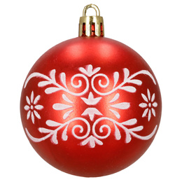 Bombki choinkowe 7 cm 12 szt. zestaw ozdoby świąteczne zdobione półmatowe, czerwone białe
