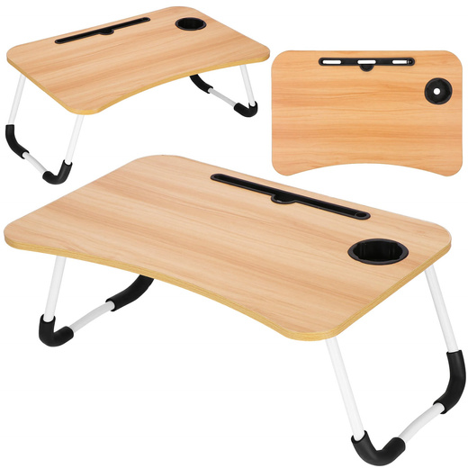 Stolik pod laptopa 60x40 cm, składana podstawka na komputer brązowa