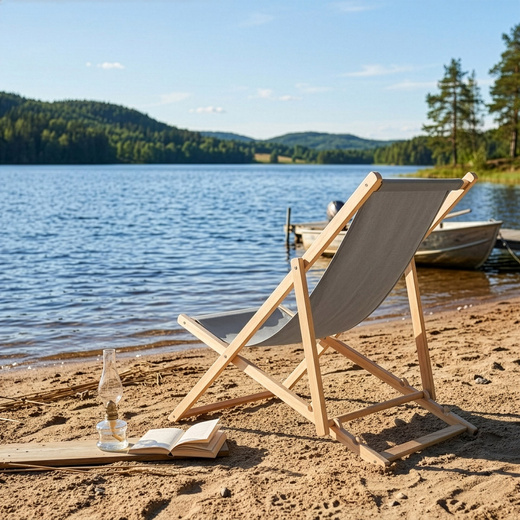 Leżak ogrodowy drewniany z 3-stopniową regulacją, plażowy, balkonowy do 120 kg szary