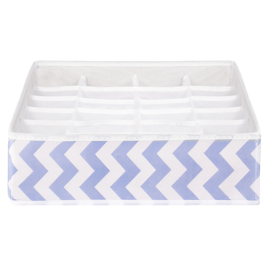 Organizer do szuflady na skarpetki i bieliznę 24 przegródki 33 × 33 × 10 cm niebieski