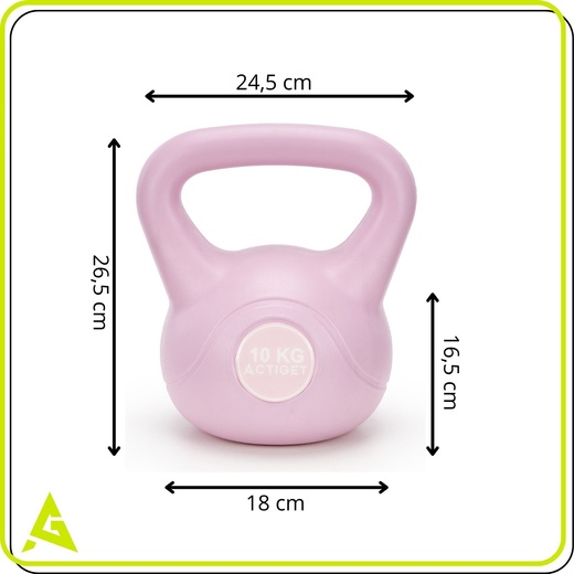 Kettlebell 10 kg odważnik, hantla do ćwiczeń ABS kula do treningu siłowego, różowa
