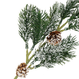 Gałązka świąteczna sztuczna ośnieżona dekoracja z szyszkami do stroika 34 cm