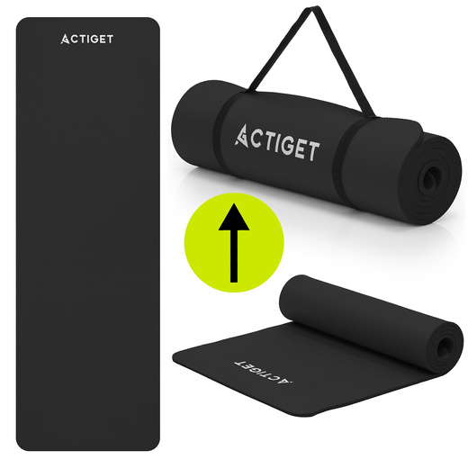 Mata do jogi, ćwiczeń fitness 183x61 cm antypoślizgowa, materac do stretchingu czarny