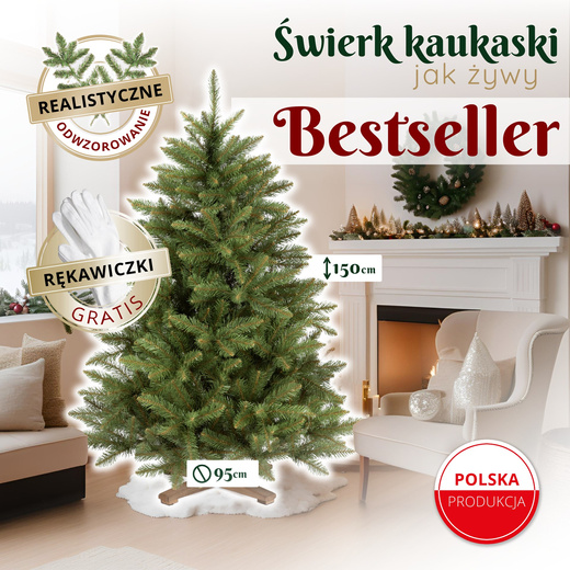 Choinka sztuczna 150 cm świerk kaukaski jak żywy Royal Trees premium drzewko świąteczne