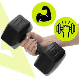 Ciężarki 2x5 kg hexagonalne do ćwiczeń fitness hantle zestaw 2 szt. czarne