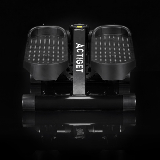 Stepper prosty do ćwiczeń z linkami i licznikiem, trening cardio, fitness czarny