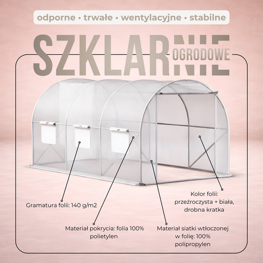 Szklarnia ogrodowa foliowa UV4 140g/m2 3x2x2 m tunel na warzywa owoce foliak