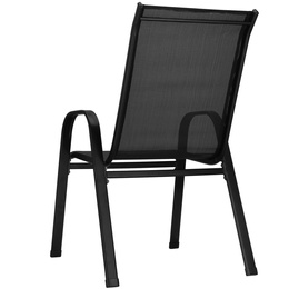 Meble ogrodowe, metalowe zestaw dla 6 osób stół 140 cm szkło hartowane i 6 krzeseł czarne