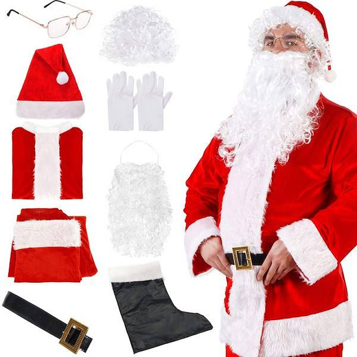 Strój św. Mikołaja zestaw 10 elementowy przebranie świąteczne