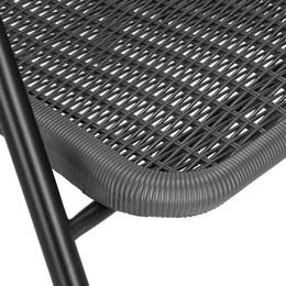 Meble ogrodowe na taras metalowe krzesła 6 szt. i stół 140x80 cm komplet czarno-szary