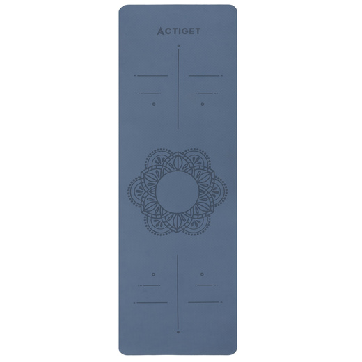 Mata do ćwiczeń 183x61 cm antypoślizgowa TPE do jogi, stretchingu z uchwytem niebieska