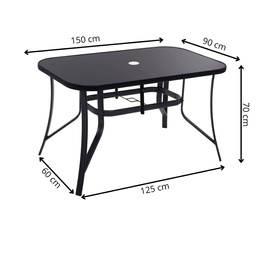 Meble ogrodowe metalowe zestaw dla 8 osób stół 150 cm i 8 krzeseł czarne