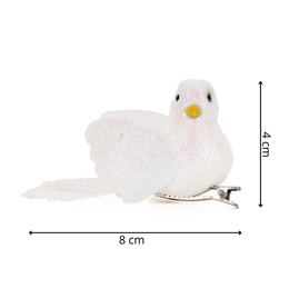 Zawieszki choinkowe 4 szt. ptaszki brokatowe białe