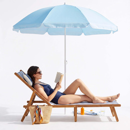 Parasol plażowy 160 cm ogrodowy, przeciwsłoneczny UPF50+ składany, łamany na balkon, taras, błękitny