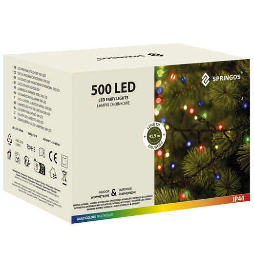 Lampki choinkowe 500 Led multikolor 41,5 m oświetlenie świąteczne IP44