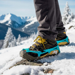 Raczki na buty stalowe antypoślizgowe turystyczne nakładki rozmiar 40-45 turkusowe