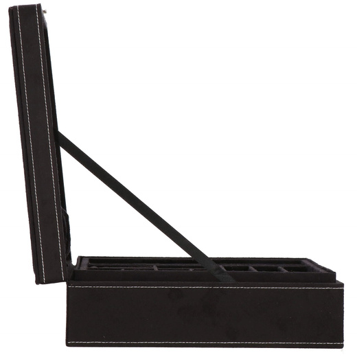 Szkatułka na biżuterię 26x26x9 cm czarny, welurowy organizer z przegródkami