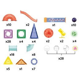 Klocki magnetyczne, kulki LED wieża z spiralną windą zestaw klocków konstrukcyjnych 134 szt. kolorowe