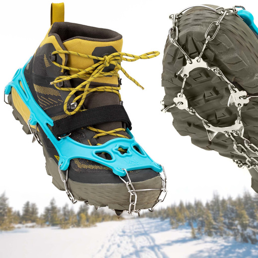 Raczki na buty stalowe antypoślizgowe turystyczne nakładki rozmiar 36-40 turkusowe