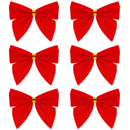 Kokardki świąteczne na choinkę 6 szt. brokatowe zawieszki choinkowe czerwone