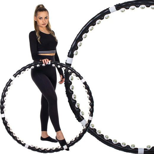 Hula hop z masażerem 100 cm składane czarne