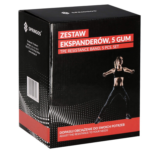 Guma oporowa zestaw 5 szt. ekspander, taśma do ćwiczeń 4,5-22,7 kg