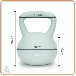 Kettlebell miękki 8 kg kula odważnik hantla ciężar do ćwiczeń fitness, turkusowy